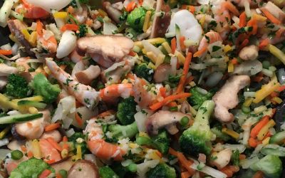 Crevettes marinées et ses petits légumes